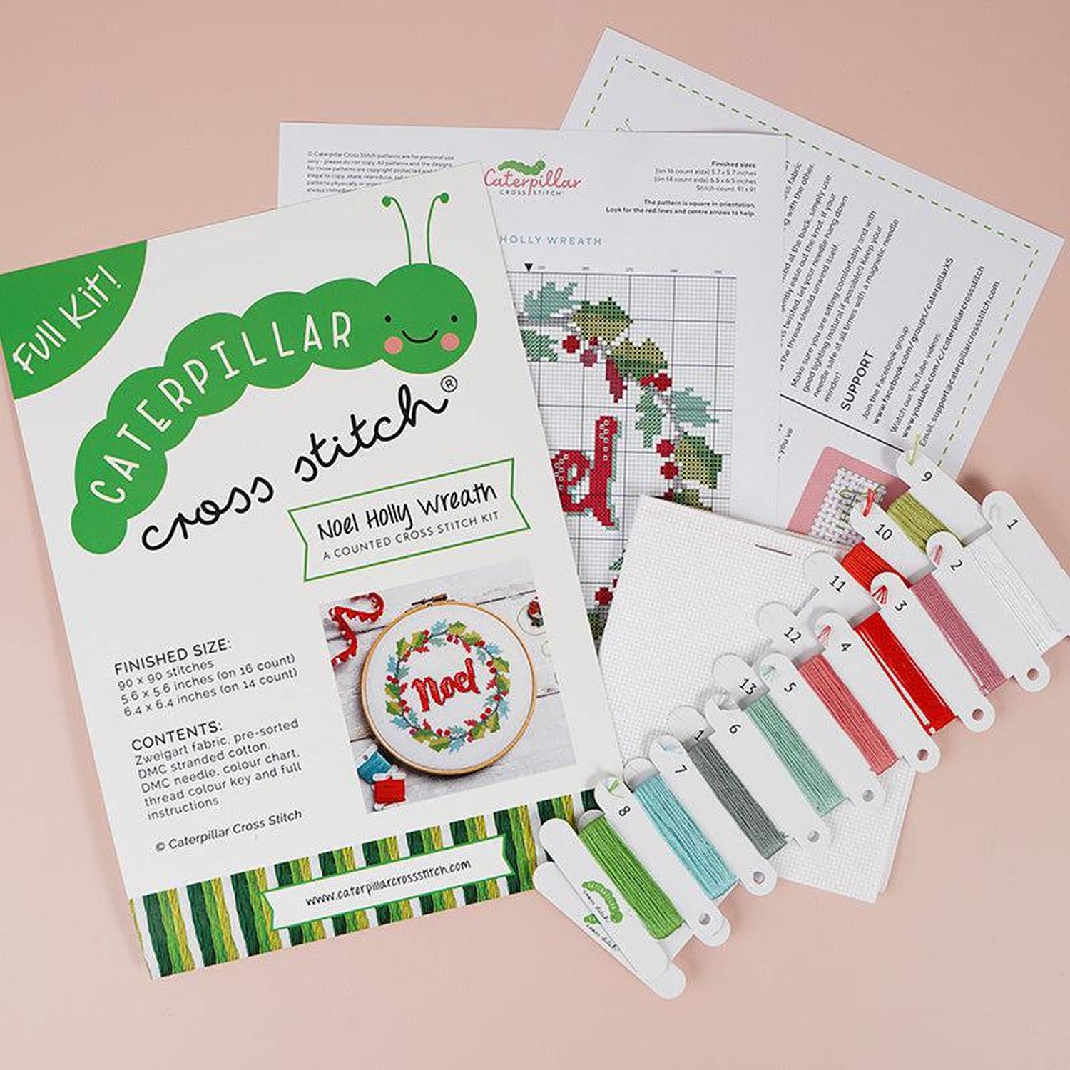 Cross Stitch Kit - Noel Holly Wreath