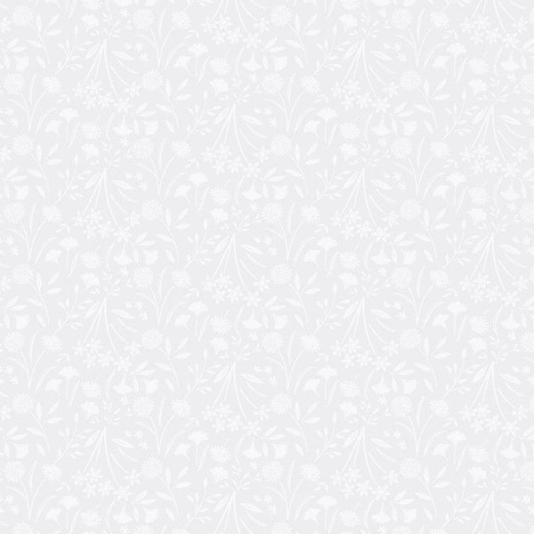 Evenfall - Floral Dusk Pale Grey - Cotton Fabric