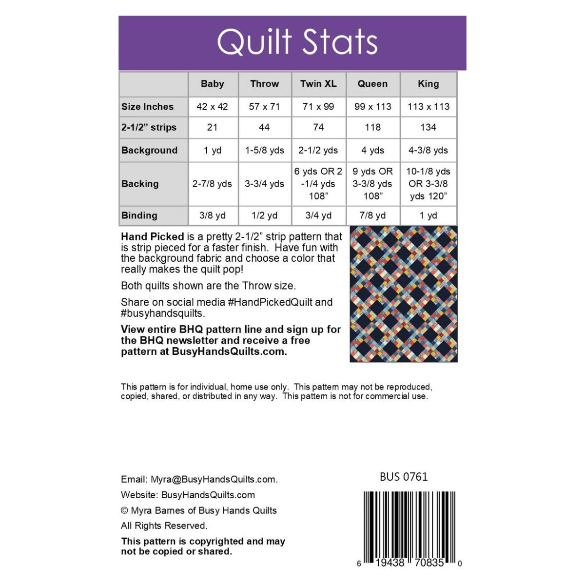 Handpicked Quilt Pattern