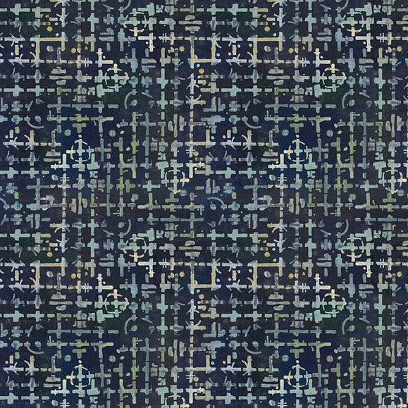 On Your Mark - Maze Indigo - Cotton Fabric