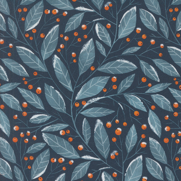 Purrfect Christmas - Midnight Leaves - Cotton Fabric