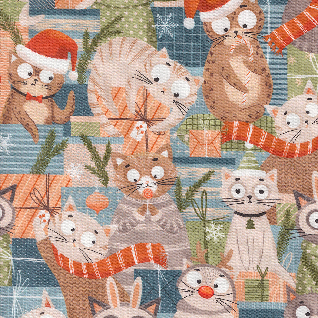 Purrfect Christmas - Jolly Cats - Cotton Fabric