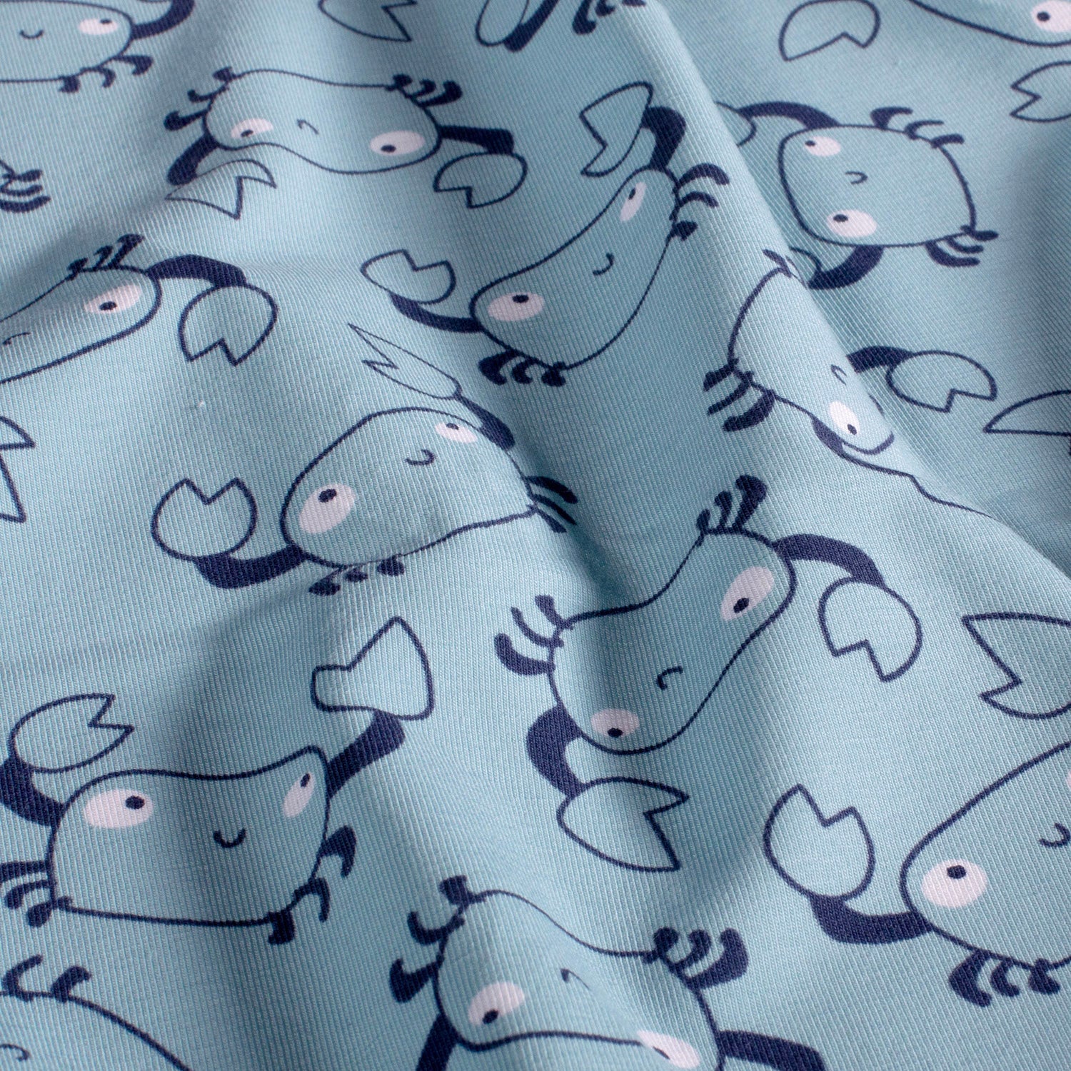 Cotton Jersey - Aqua Crabs