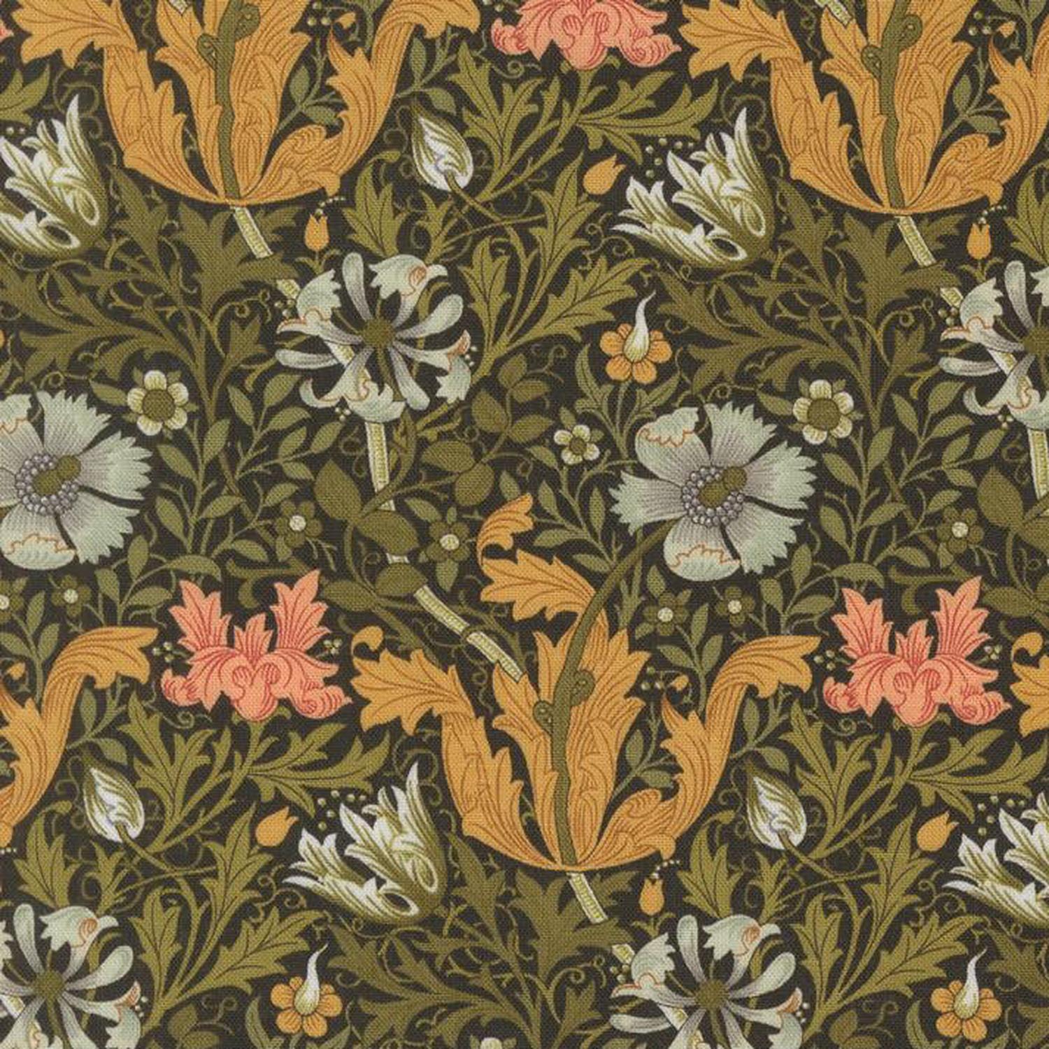 Morris Manor - Compton Florals Ebony - Cotton Fabric