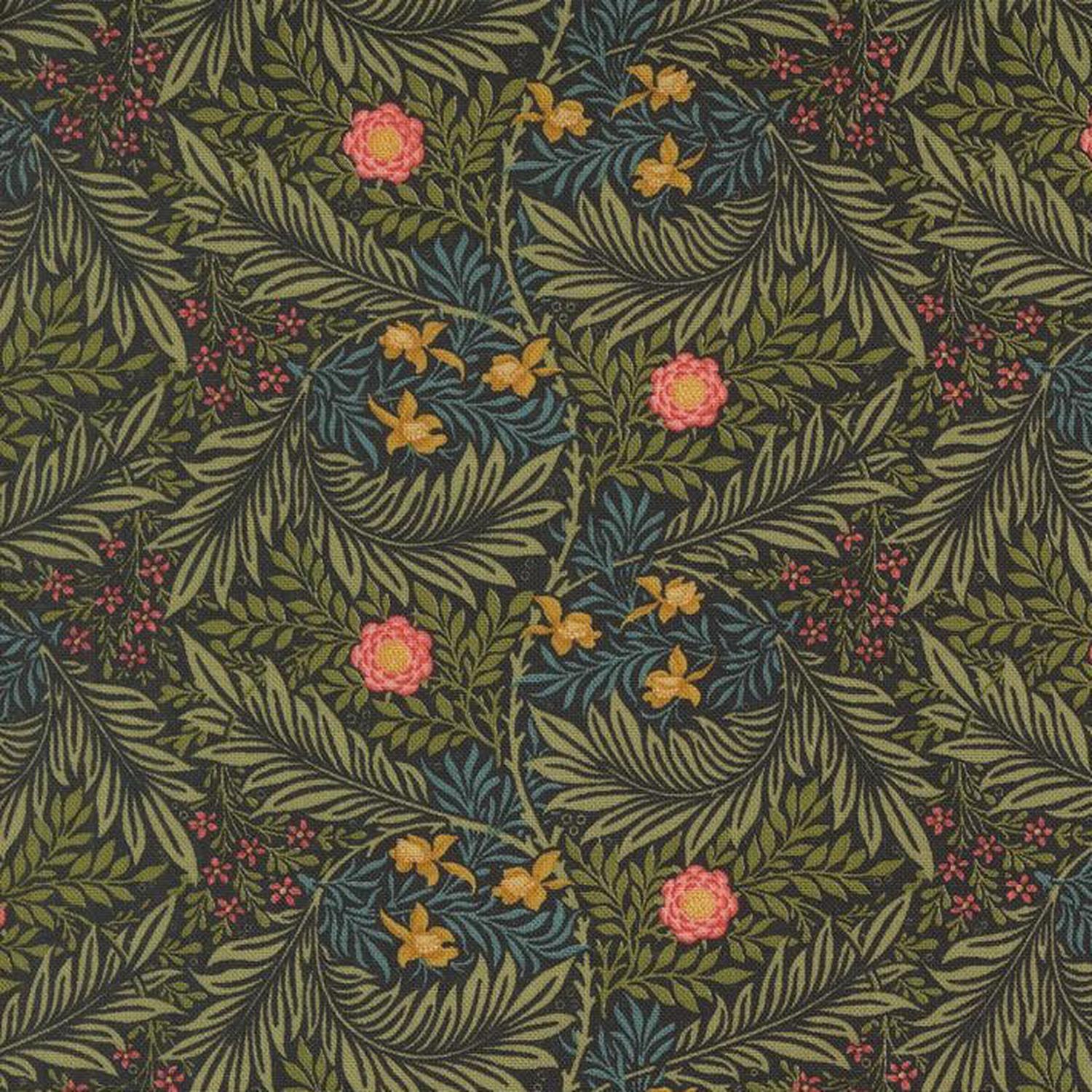 Morris Manor - Larkspur Florals Ebony - Cotton Fabric