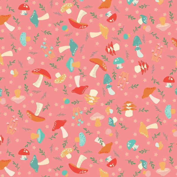 Mushroom Blooms by Poppie Cotton - Shroomies Pink - Cotton