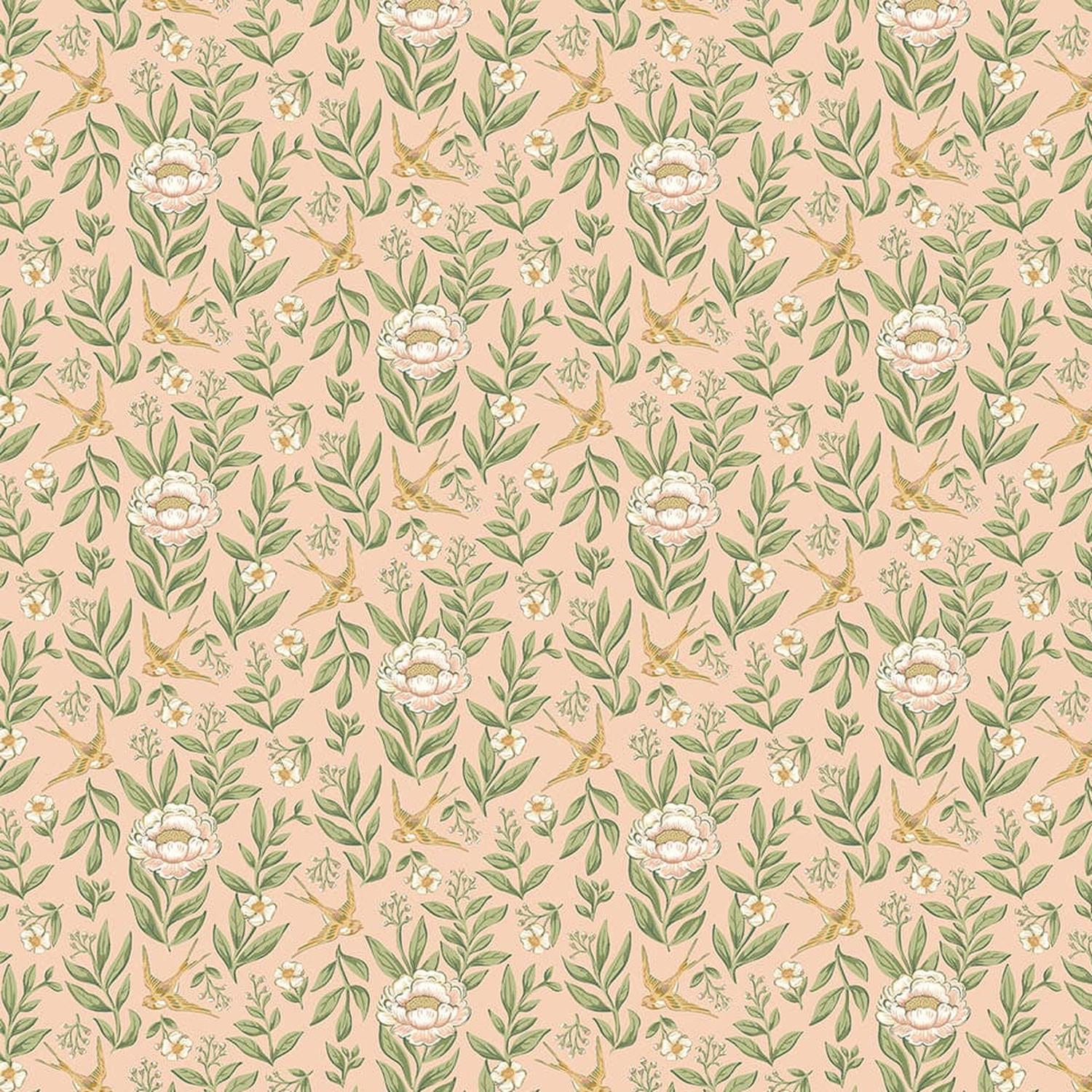Ornithology by Brett Lewis - Love Story Peach- Cotton Fabric