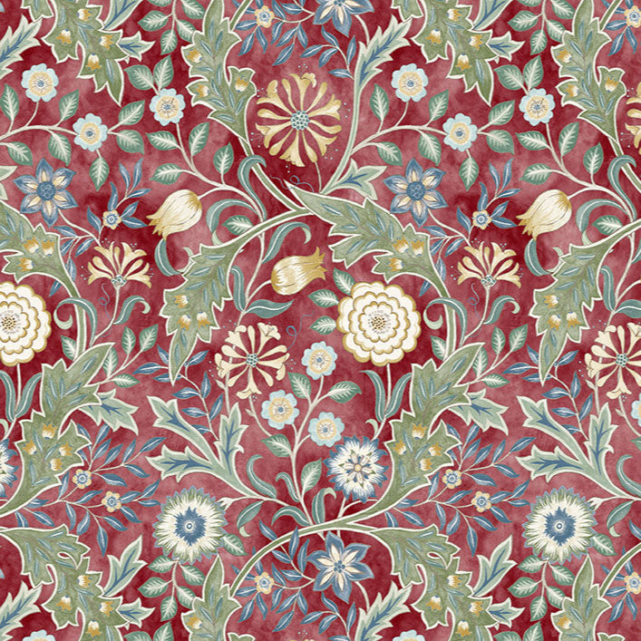 The Oxford Holiday Collection - Wilhelmina Crimson - Cotton Fabric