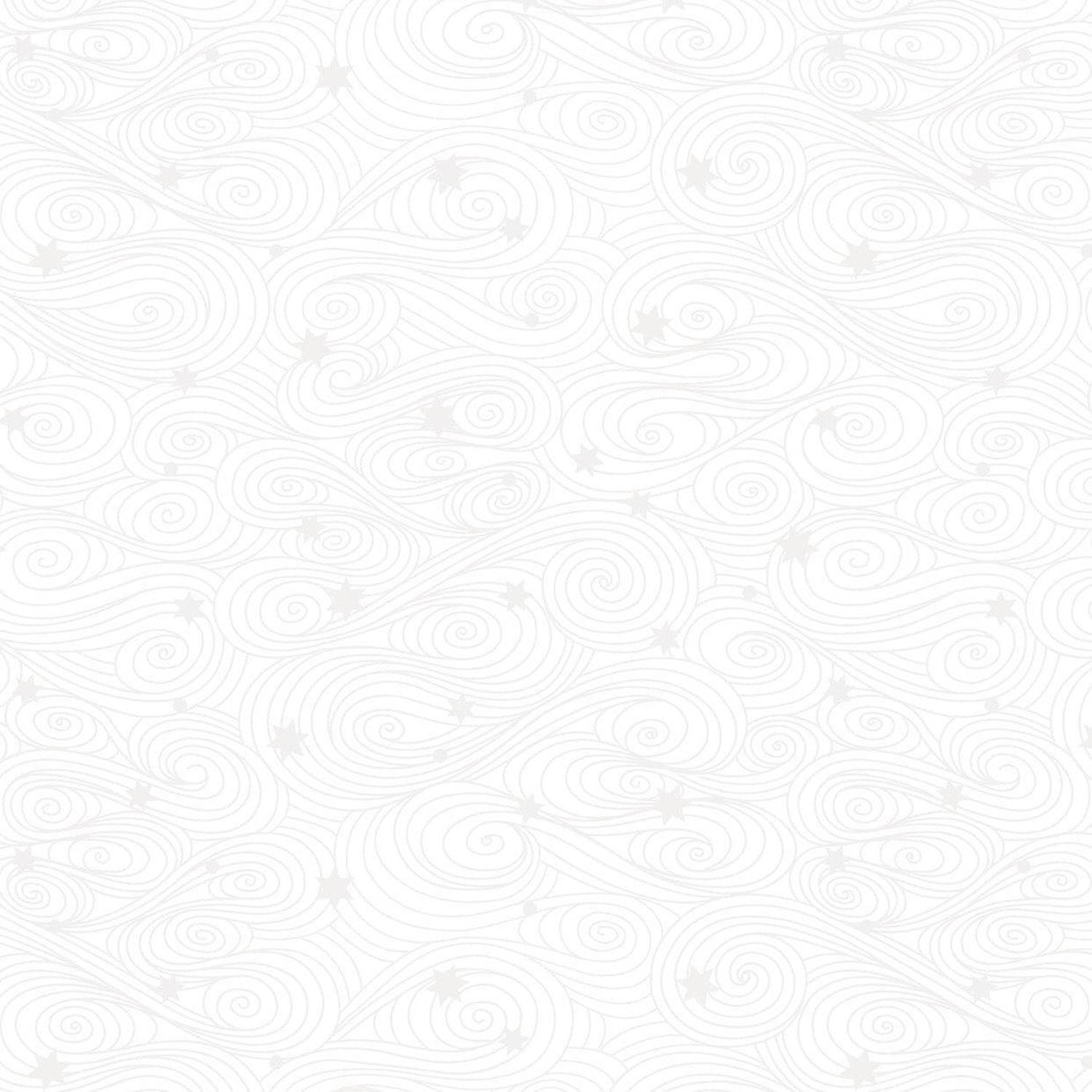 Tiny Tonals - Starry Swirls White on White - Cotton