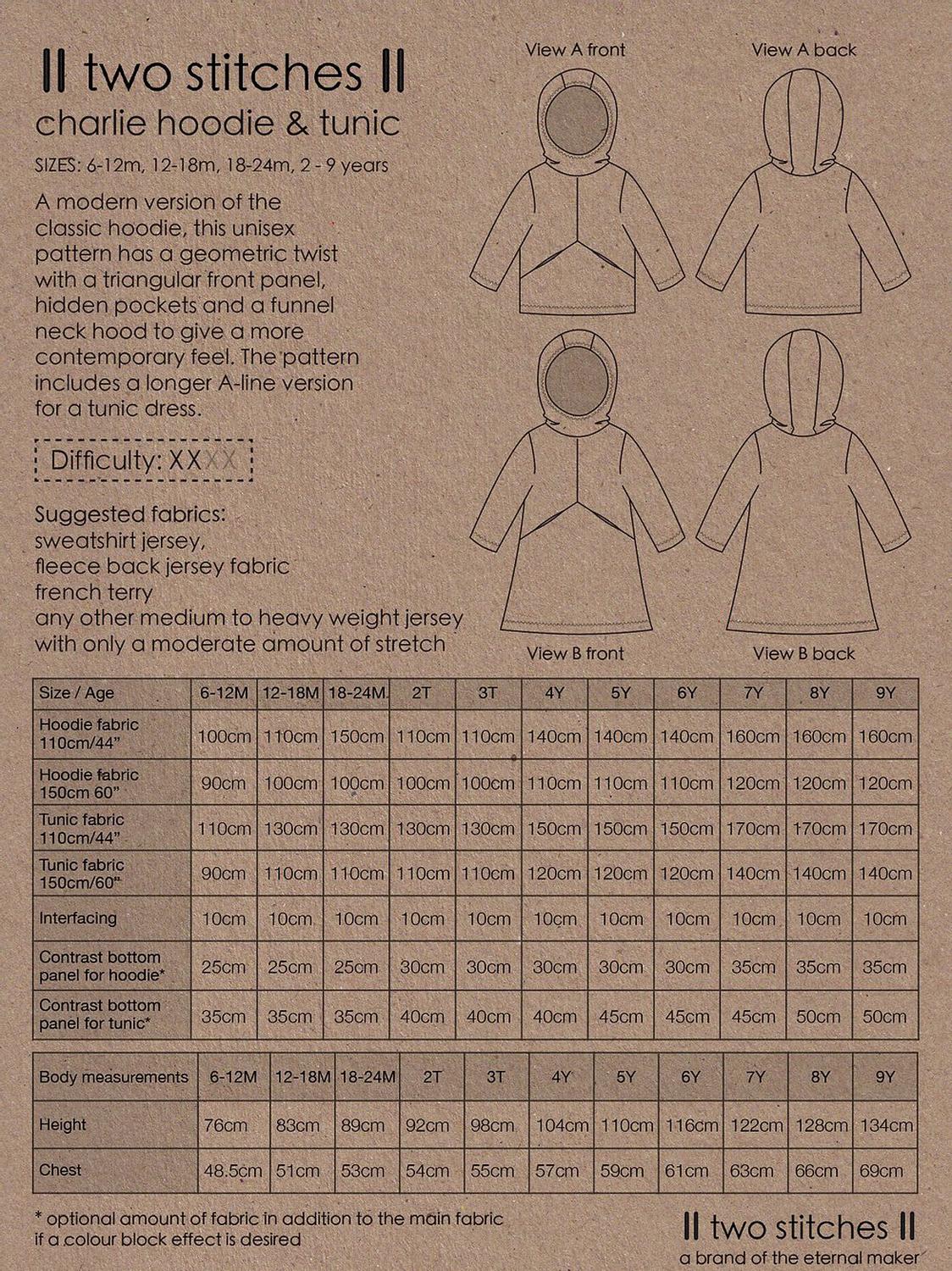 Charlie Hoodie & Tunic Pattern