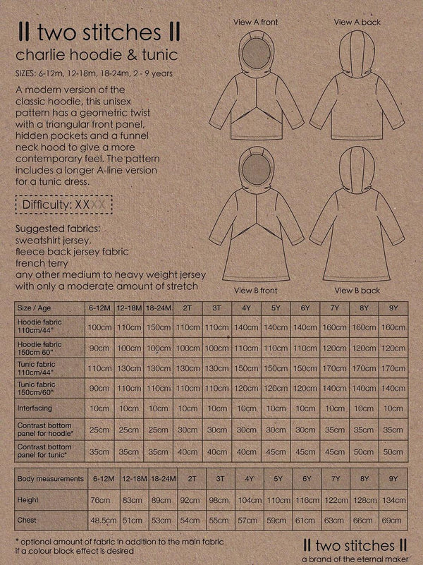 Charlie Hoodie & Tunic Pattern