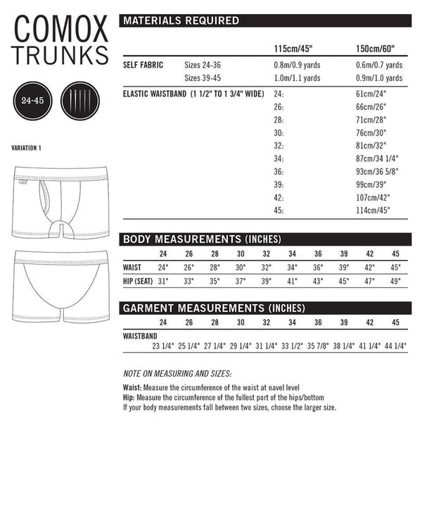 Comox Trunks Pattern
