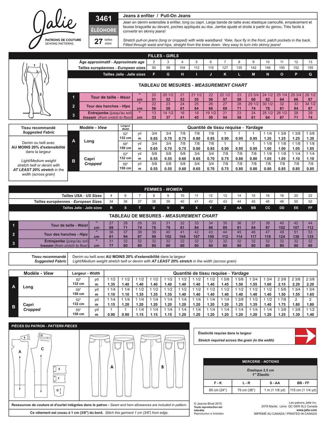Eleonor Pull-on Jeans Pattern