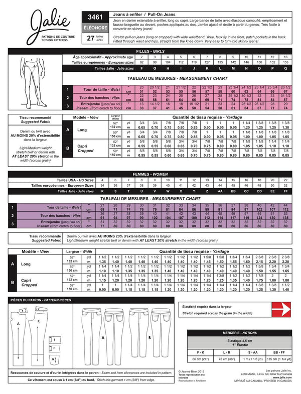 Eleonor Pull-on Jeans Pattern