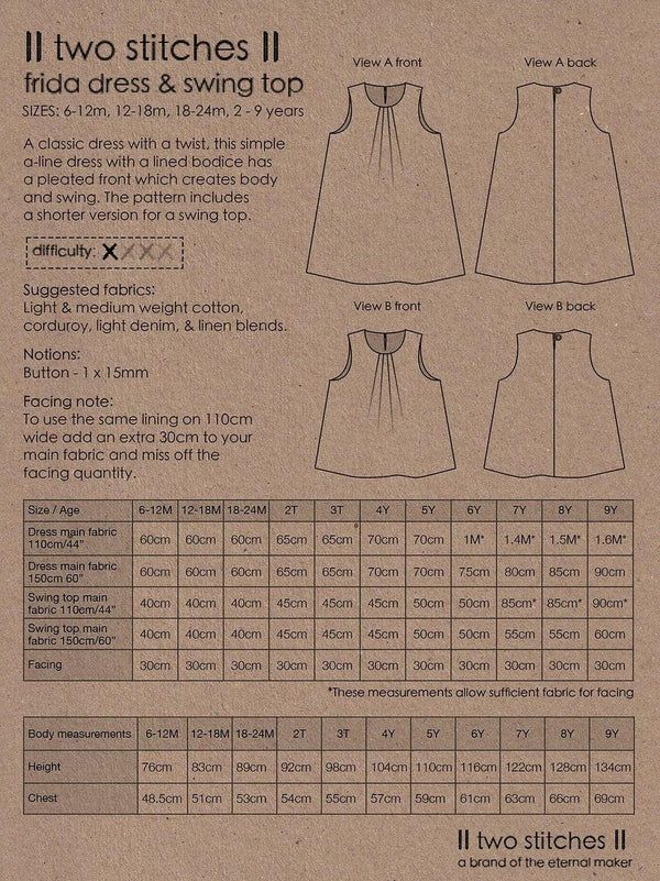 Frida Dress & Swing Top Pattern