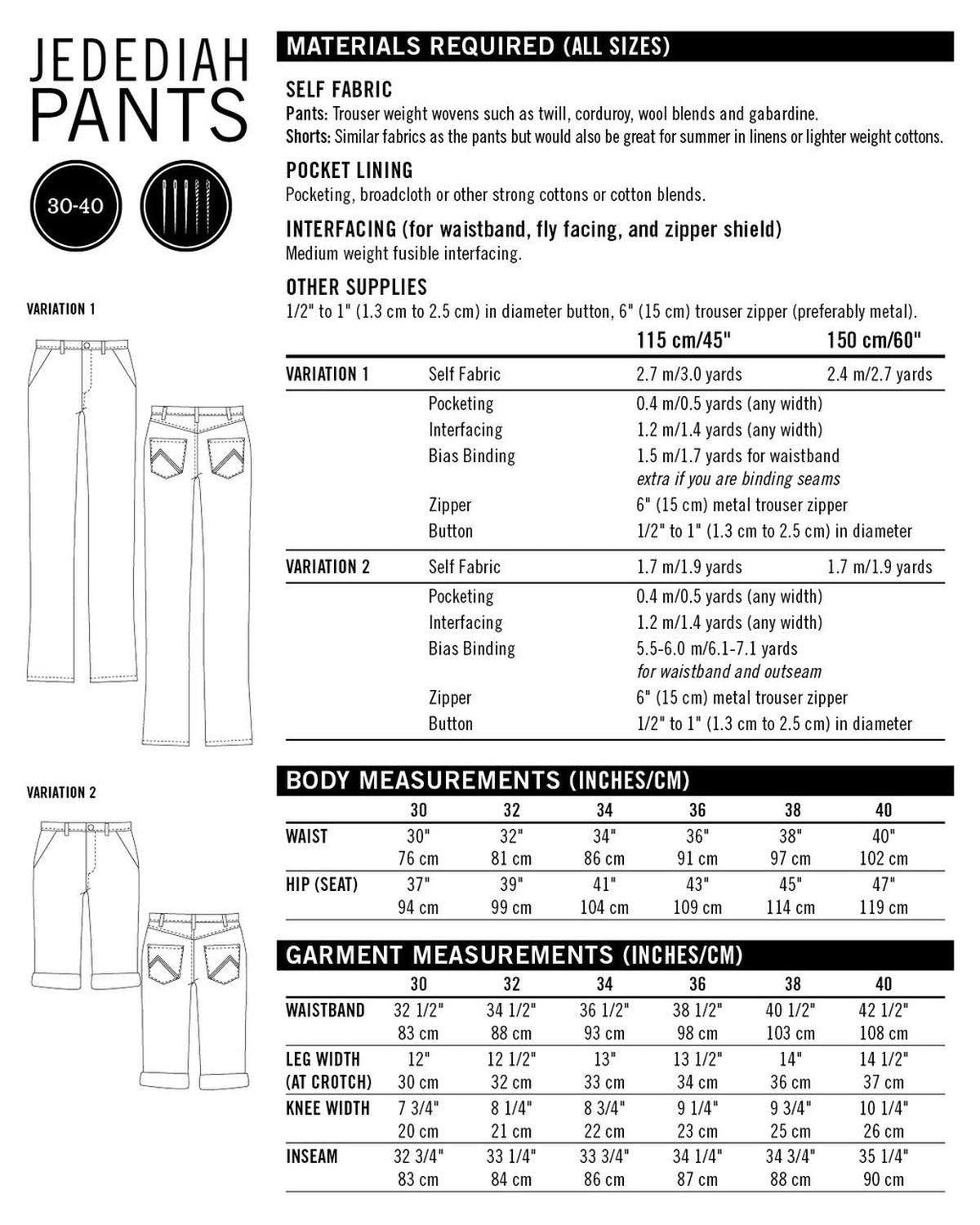 Jedediah Pants Pattern