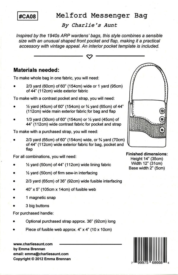 Melford Messenger Bag Pattern
