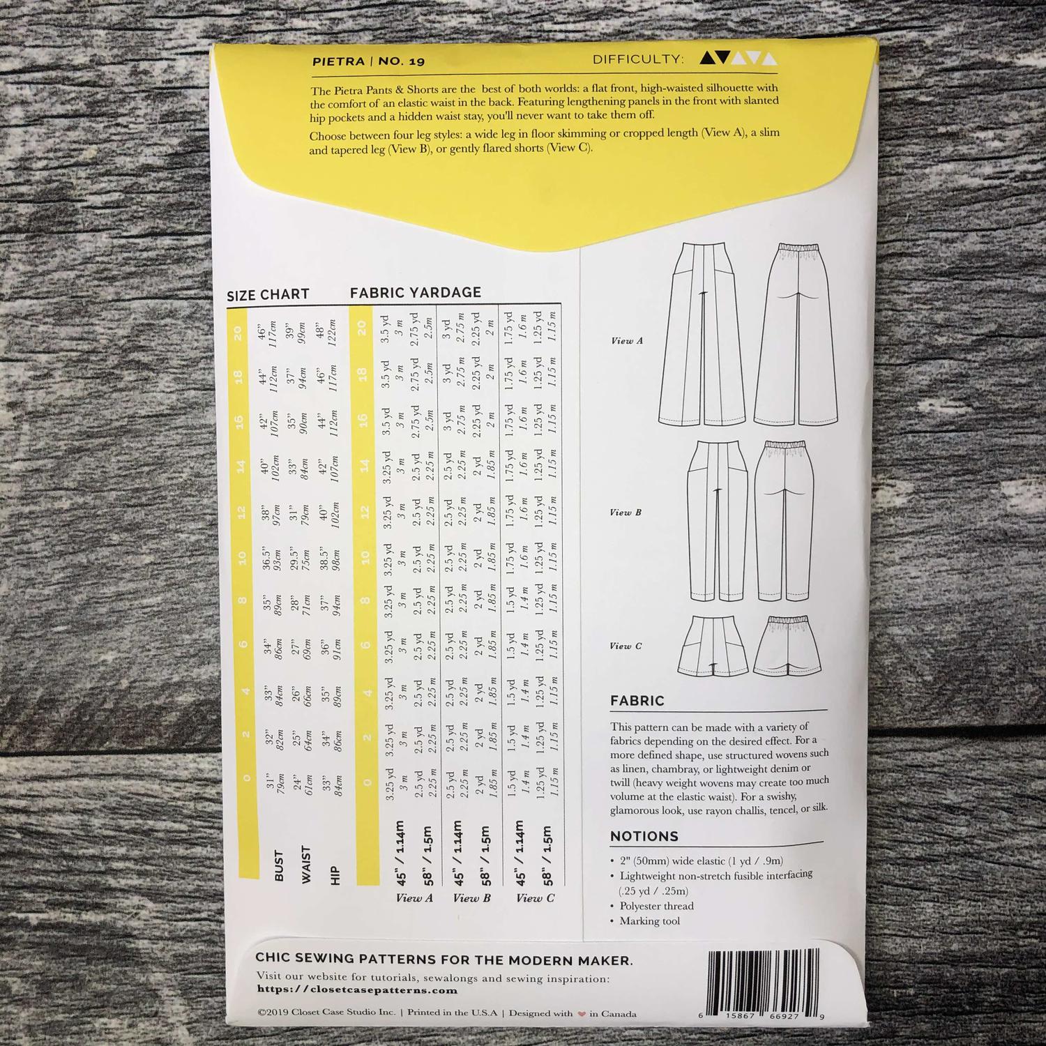Pietra Pants & Shorts Pattern