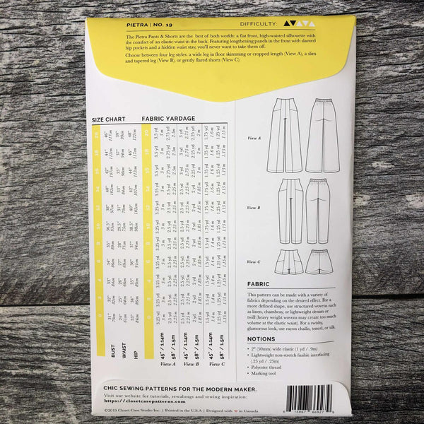 Pietra Pants & Shorts Pattern