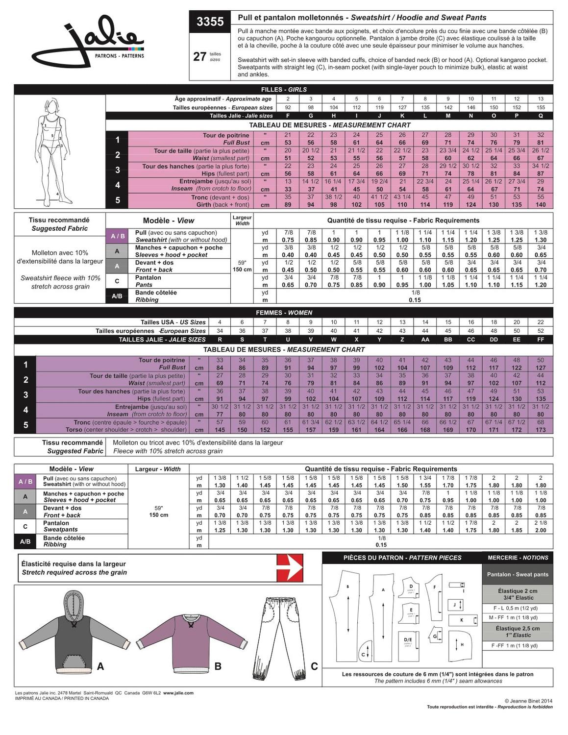 Sweatshirt and Jogging Pants Pattern
