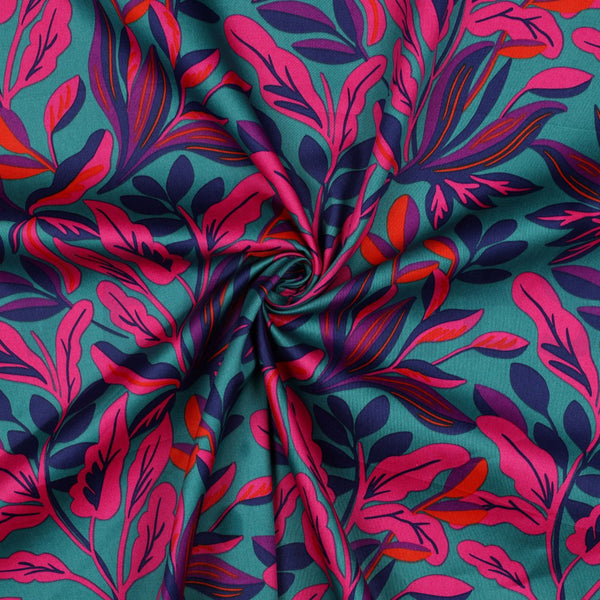 Nerida Hansen Cotton Sateen Fabric - Lush Leaves