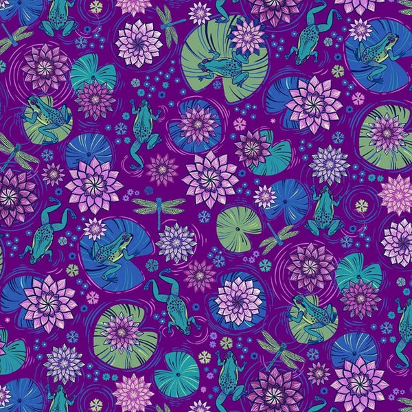 Waters Edge - Leapfrog Purple - Cotton