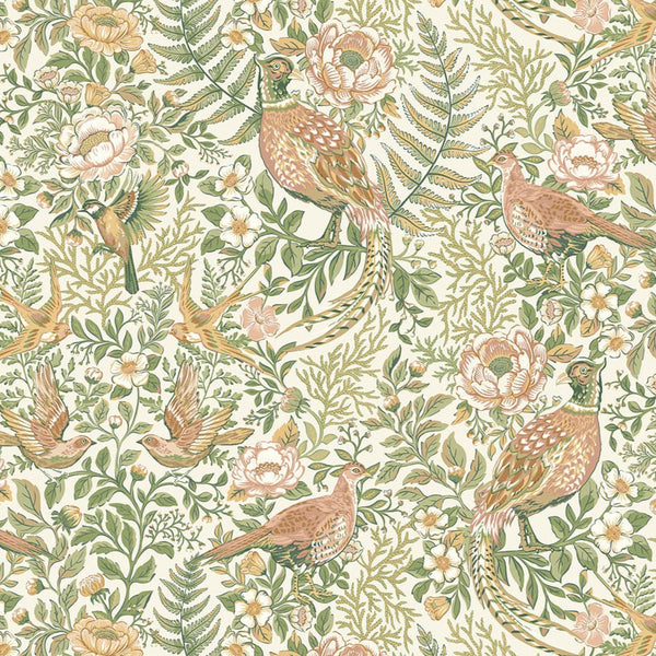 Ornithology by Brett Lewis - Pheasant Grove Cream- Cotton Fabric