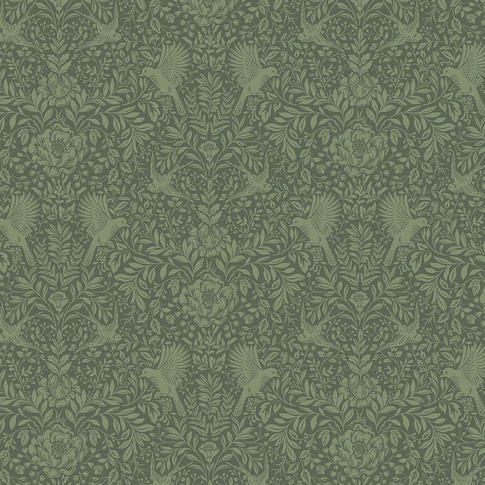 Ornithology by Brett Lewis - Thicket Green- Cotton Fabric