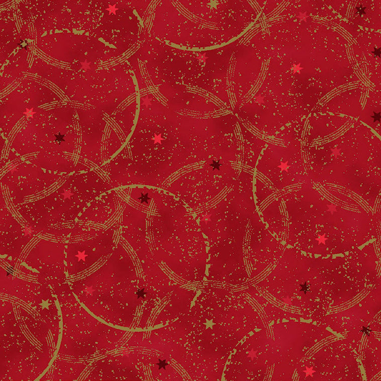 Snow Crystals - Gold Ornament on Red