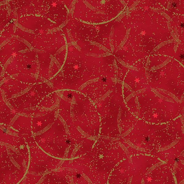 Snow Crystals - Gold Ornament on Red