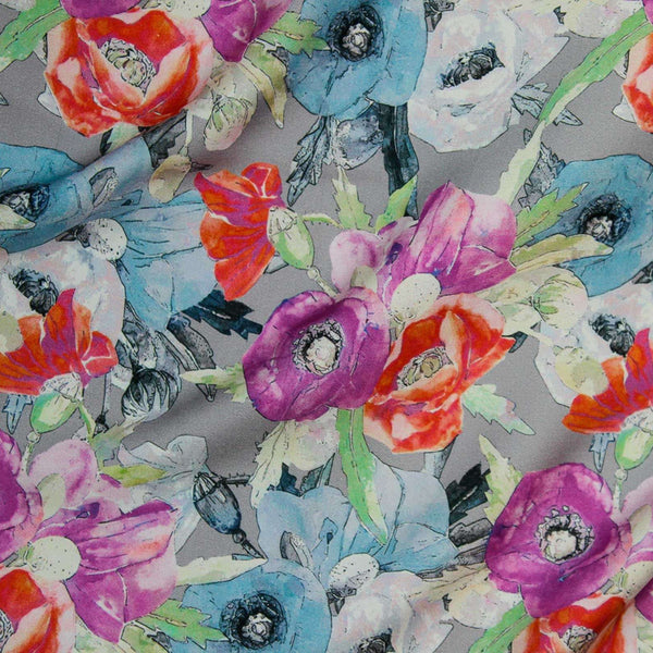 Colorful floral pattern on a gray background