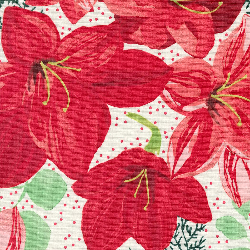 Winterly by Robin Pickens - Christmas Lily Cream - Cotton Fabric