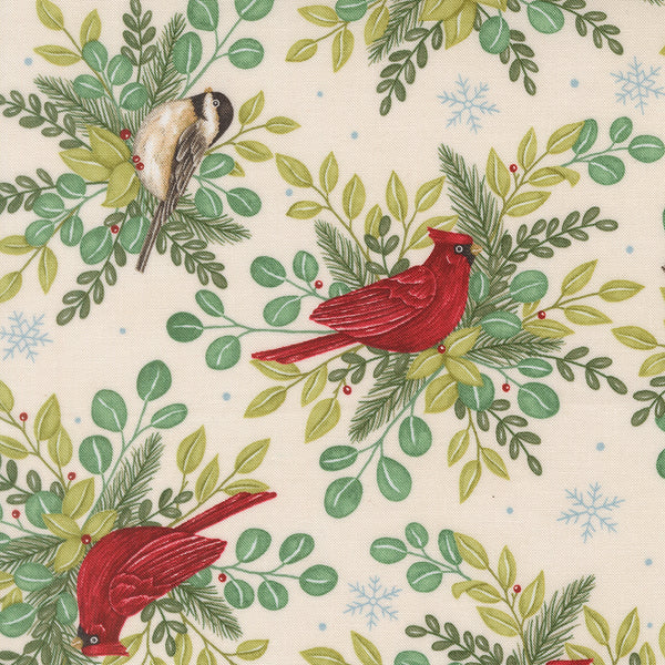 When Snow Falls - Winter Birds - Cotton Fabric