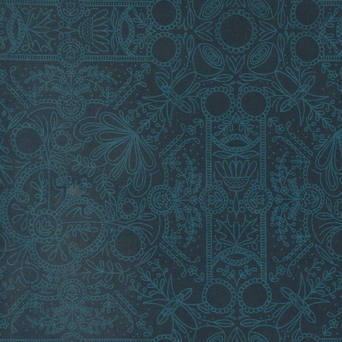 Quaint Cottage - Midnight Damask - Cotton