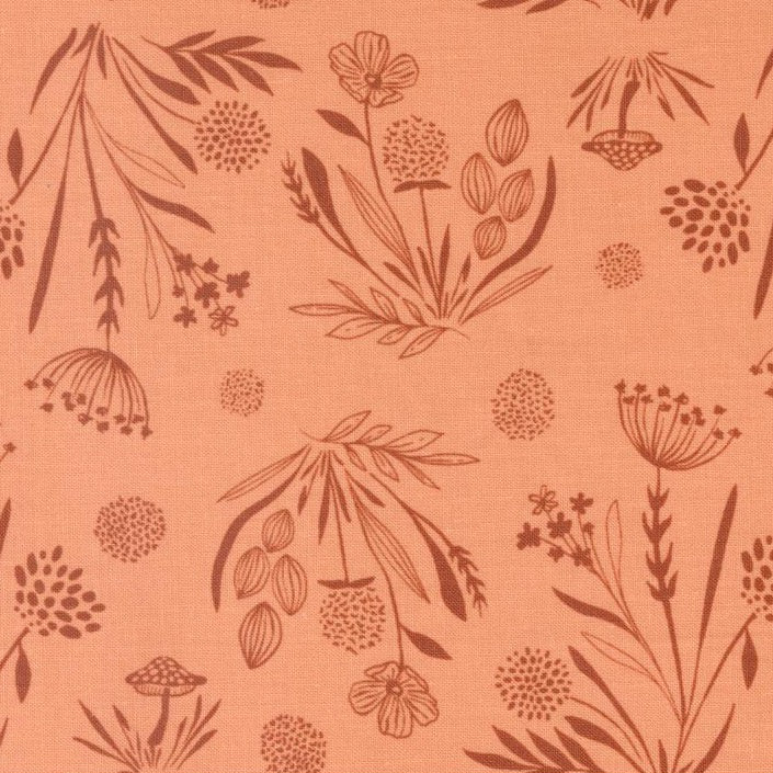 Woodland and Wildflowers - Foraged Finds Coral Peach - Cotton