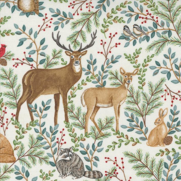 Woodland Winter - Snowy White Animals - Cotton Fabric