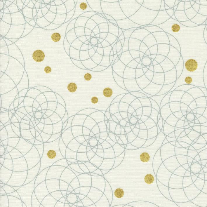 Shimmer by Zen Chic - Swirling Circles Ivory - Cotton Fabric