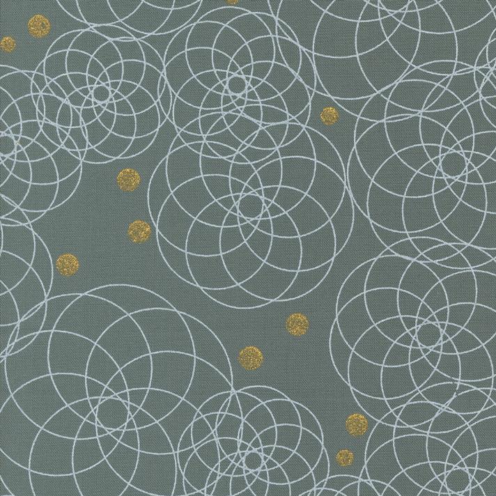 Shimmer by Zen Chic - Swirling Circles Smoke - Cotton Fabric