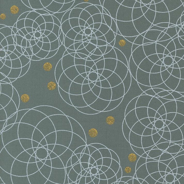 Shimmer by Zen Chic - Swirling Circles Smoke - Cotton Fabric