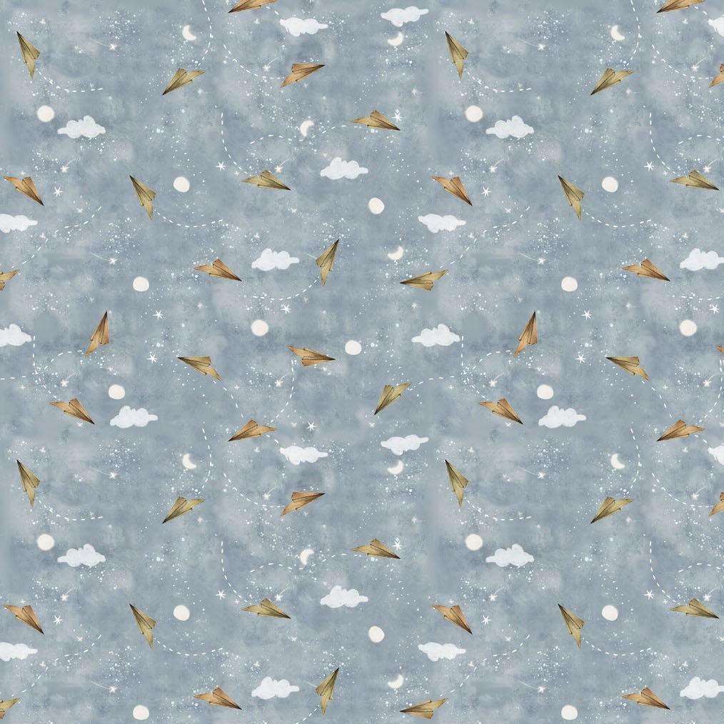 Great Journey Paper Planes Blue Cotton Fabric