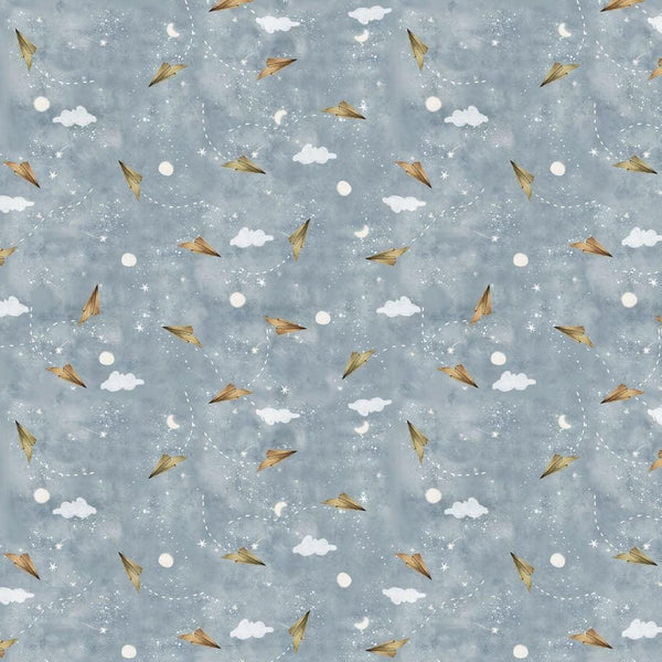 Great Journey Paper Planes Blue Cotton Fabric