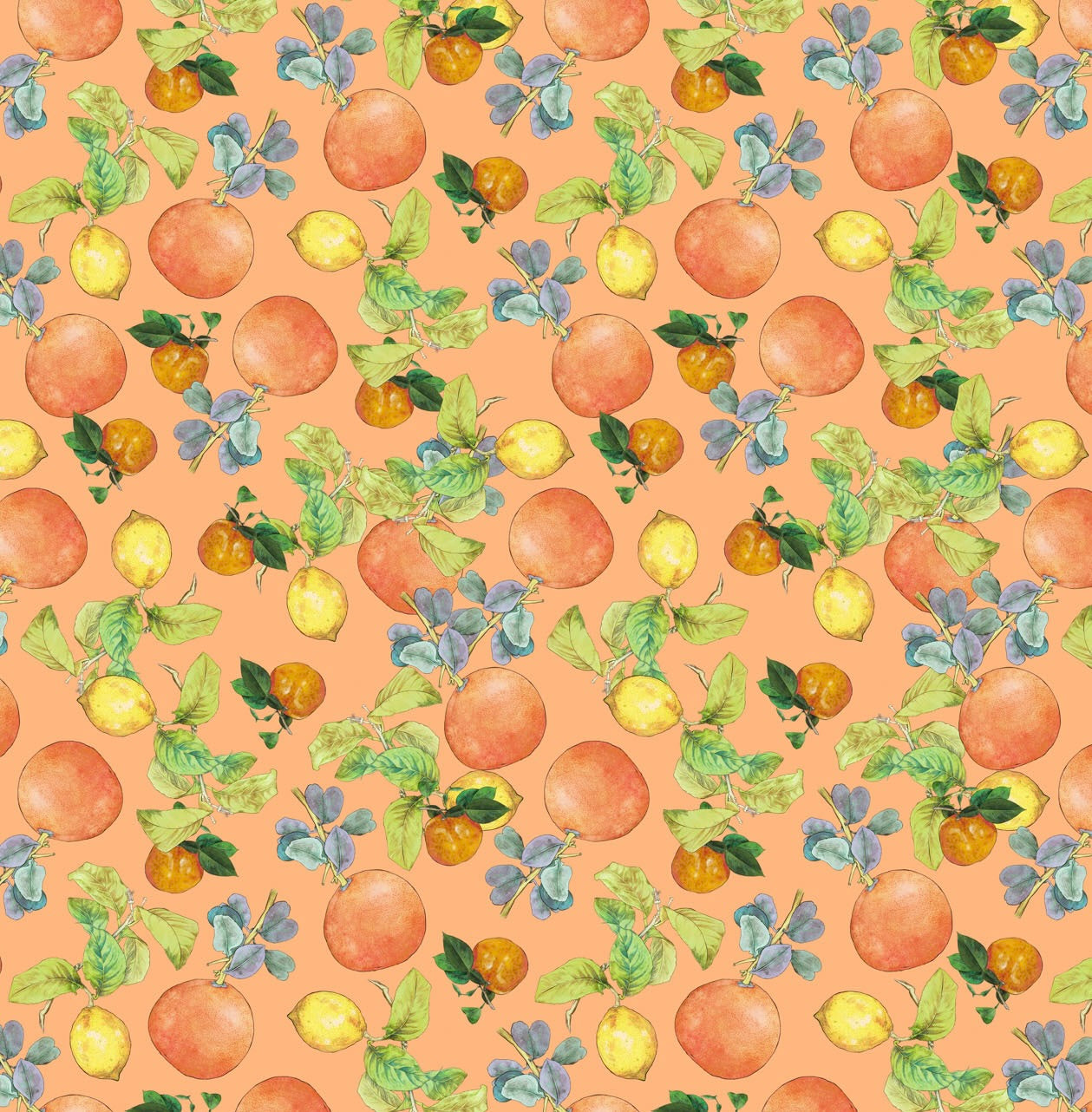 Margo Orange Citrus Cotton Fabric