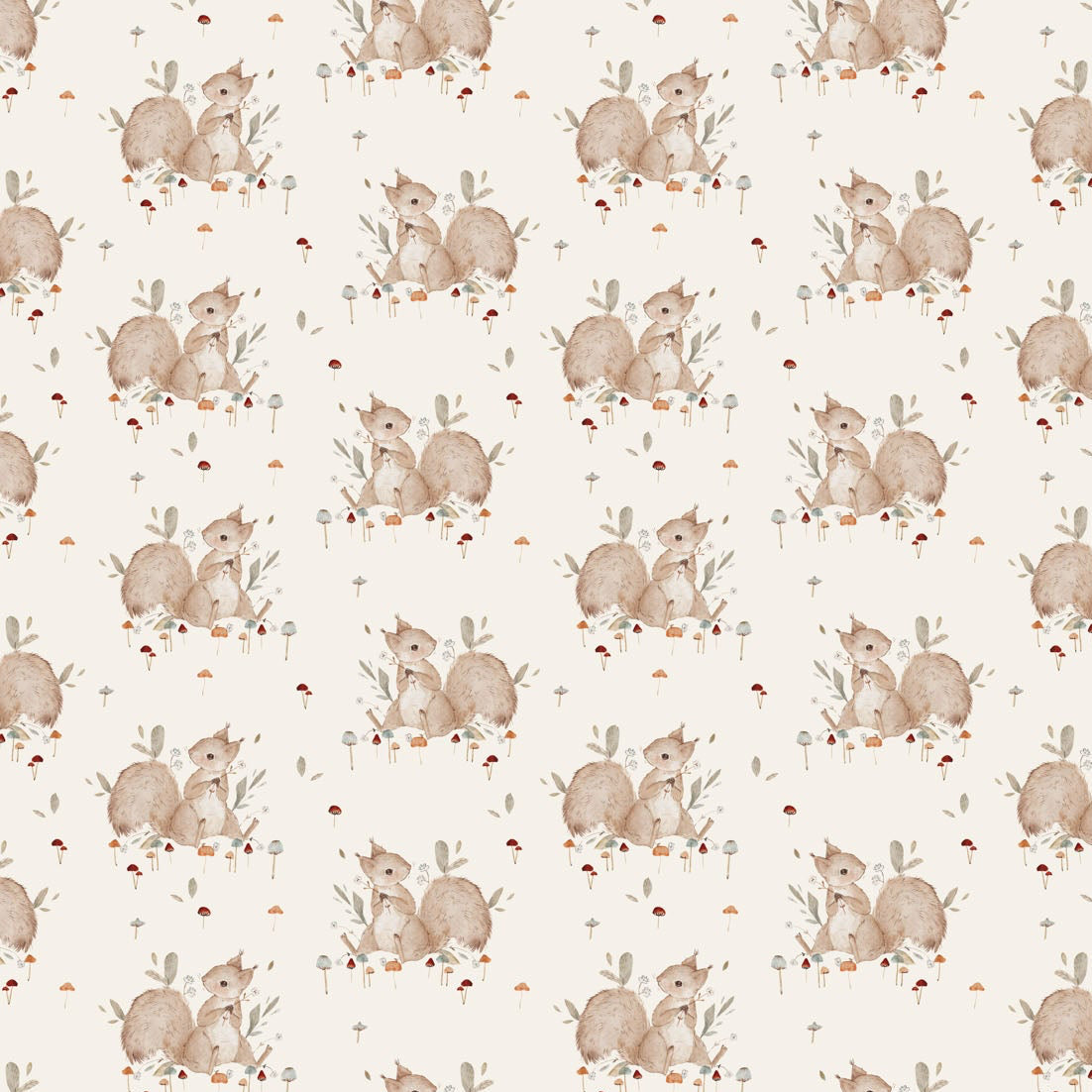 Charmwood - Squirrels Cream - Cotton Fabric