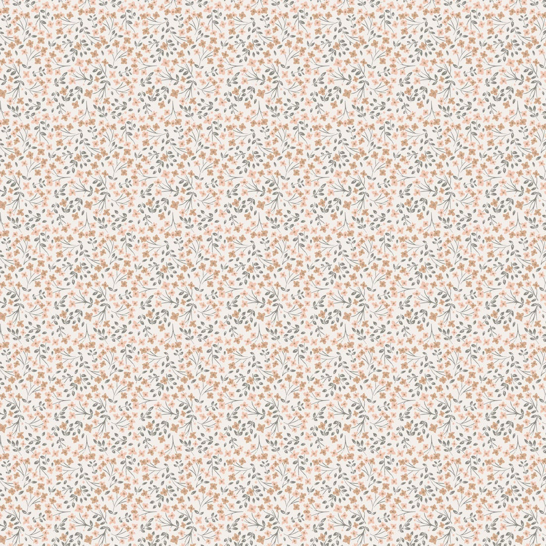 Patterned fabric swatch with small floral design on a beige background
