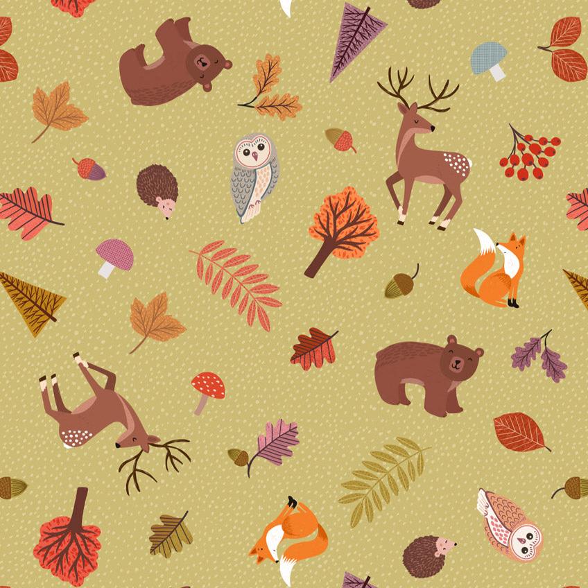 Nature Trail - Creatures Green - Cotton Fabric