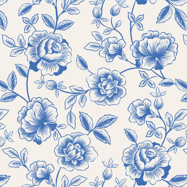 Blue floral pattern on a white background