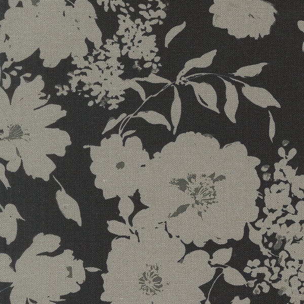 Arabesque Midnight - Cotton Linen Canvas Fabric