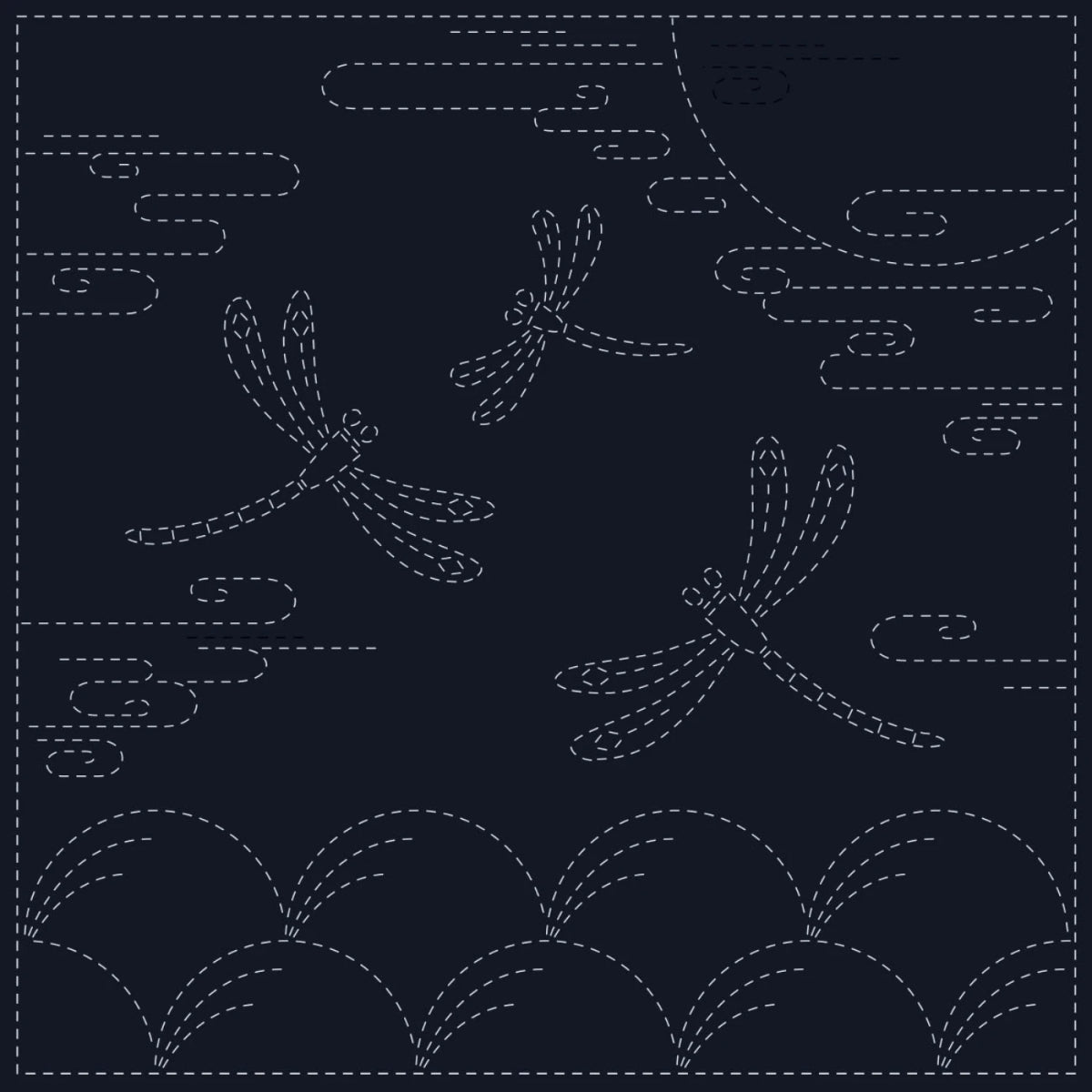 Sashiko Cloth - Autumn - Navy