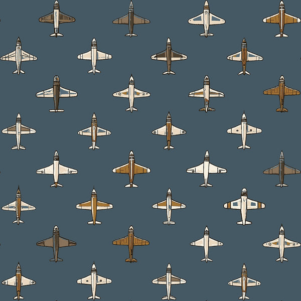 Pattern of airplanes on a blue background
