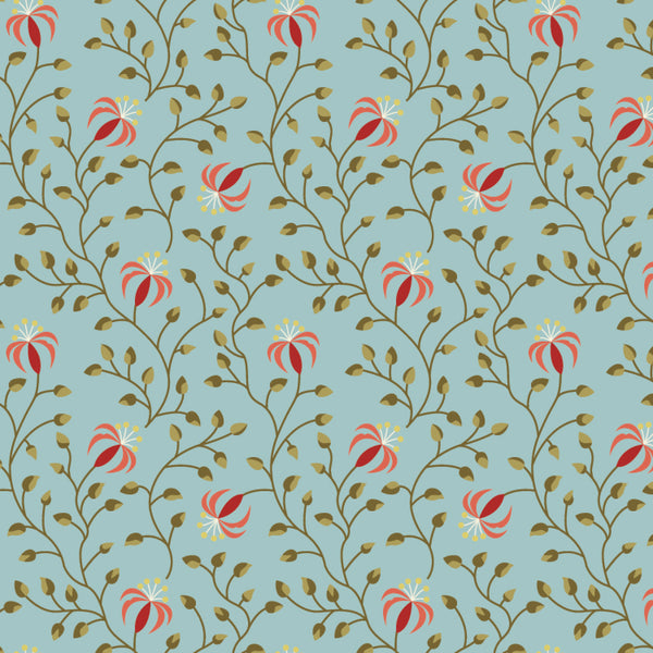 Beyond Time - Lily Powder Blue - Cotton Fabric